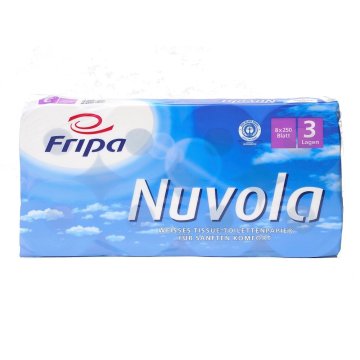 Toilettenpapier NUVOLA, 3-lagig hochweiß, 250 Blatt (8 Rolle(n)) – Fripa Papierfabrik Albert Friedrich