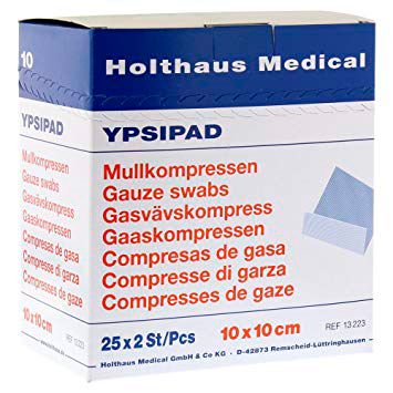 Ypsipad Mullkompressen Unsteril (10 x 10cm) (100 Stück) – Holthaus Medical