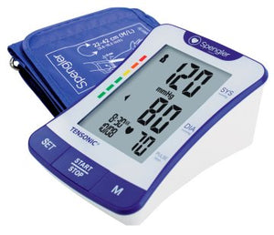 Tensonic Oberarm-Blutdruckmessgerät elektrisch blaue Erwachsenen-Manschette Gr. M/L – Luxamed