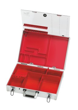 ULMER KOFFER I, leer, mit Kunststoffeinsätzen, 3 variablen Trennstegen, 2 Haltern, 2 Am…