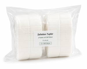 Zelletten Tupfer, im Folienbeutel, 2 Rollen mit 500 Stück (5 x 4cm) (2x500 Stück)