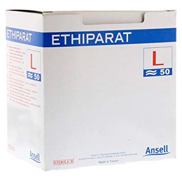 Handschuhe -ETHIPARAT- steril paarweise verpackt, puderfrei (Gr. L) (50 Paar) – Ansell