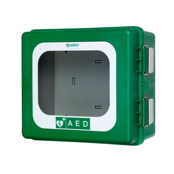 ARKY outdoor AED Wandschrank mit Alarm und Heizelement, 24 V-Netzteil (34 x 40 x 20 cm) – Arky
