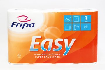 Easy Küchenrolle, 3-lagig, 45 Abrisse (4 Rolle(n)) – Fripa Papierfabrik Albert Friedrich