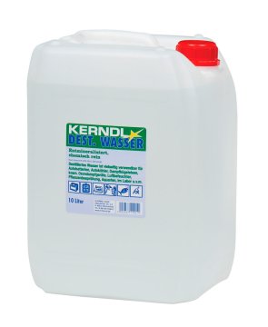 Aqua dest., 10 l, entmineralisiert, chemisch rein, nach Vorschrift VDE 0510, DIN 43530 – H. Kerndl