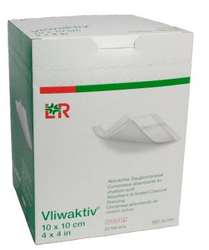 Vliwaktiv Aktivkohle-Saugkompresse Steril (10 x 10cm) (20 Stück) – Lohmann & Rauscher