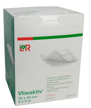 Vliwaktiv Aktivkohle-Saugkompresse Steril (10 x 10cm) (20 Stück) – Lohmann & Rauscher