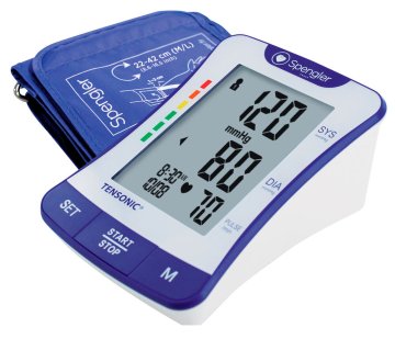 Tensonic Oberarm-Blutdruckmessgerät elektrisch blaue Erwachsenen-Manschette Gr. M/L – Luxamed