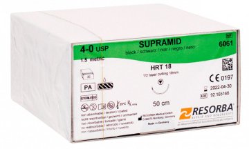 SUPRAMID schwarz 4/0 HRT18 50 cm (36 Stück) – Resorba Medical