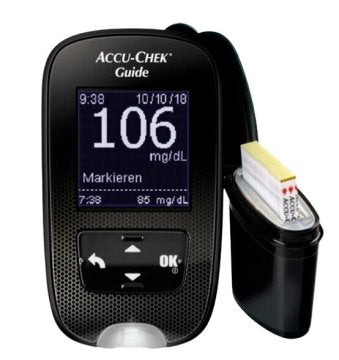 Accu-Chek Guide Set mg/dl Stechhilfe 6 Lanzetten 10 Teststreifen Knopfbatterie Etui Blu… – Roche