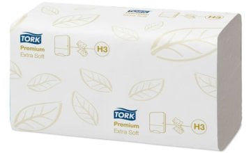 Tork Premium extra weich Handtuch H3, 2-lagig, weiß, ZZ-Falz (23 x 23 cm) (3000 Stück) – Tork