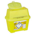 Sharpsguard Abfallcontainer aus recyceltem Material, senfgelb, Deckel-rotbraun (22 l) – Servoprax