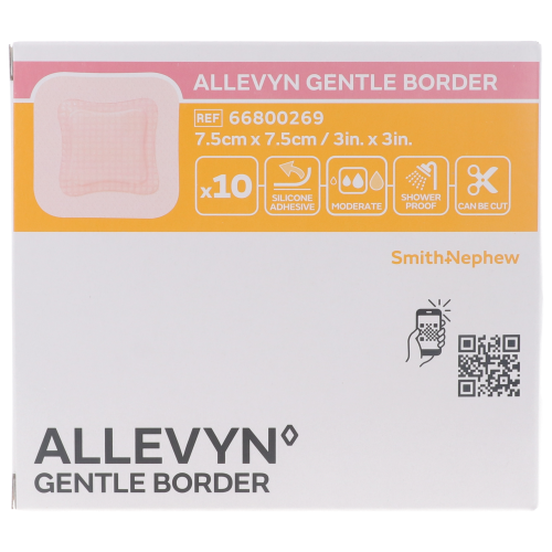 Allevyn Gentle Border 7,5 x 7,5 cm, (10 Stück)