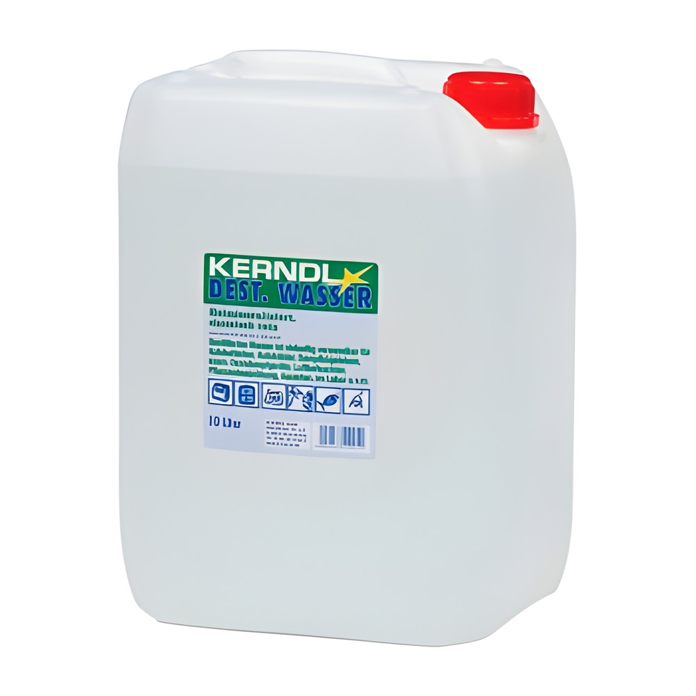 Aqua dest., 10 l, entmineralisiert, chemisch rein, nach Vorschrift VDE 0510, DIN 43530 – H. Kerndl
